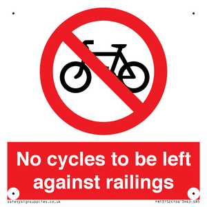 No cycles to be left against railings